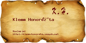 Klemm Honoráta névjegykártya